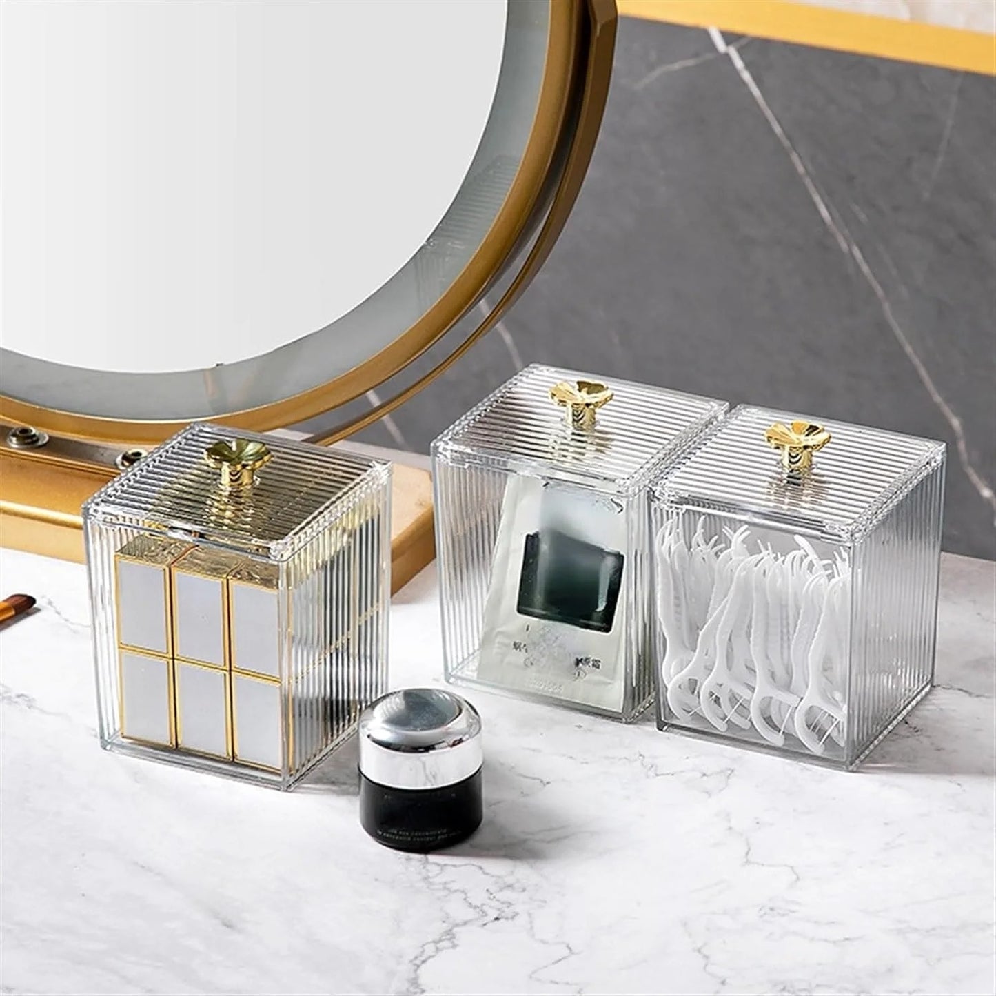 Clear Acrylic Square Cosmetic Makeup Puff Storage & Accessories And Jewelry Organizer