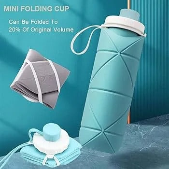 UltraSlim Silicone Foldable Water Bottle – 600ml Portable Collapsible Travel Bottle