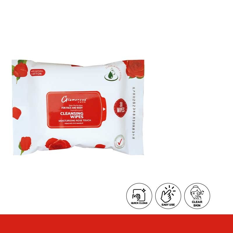 Glamorous Face Cleansing Makeup Remover Wipes Large 30 Pieces