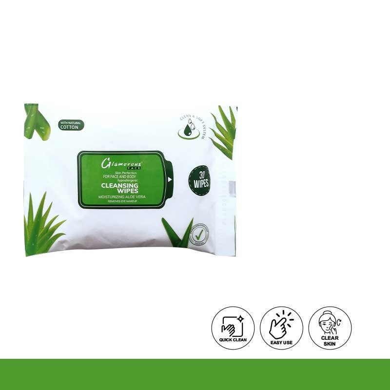 Glamorous Face Cleansing Makeup Remover Wipes Large 30 Pieces