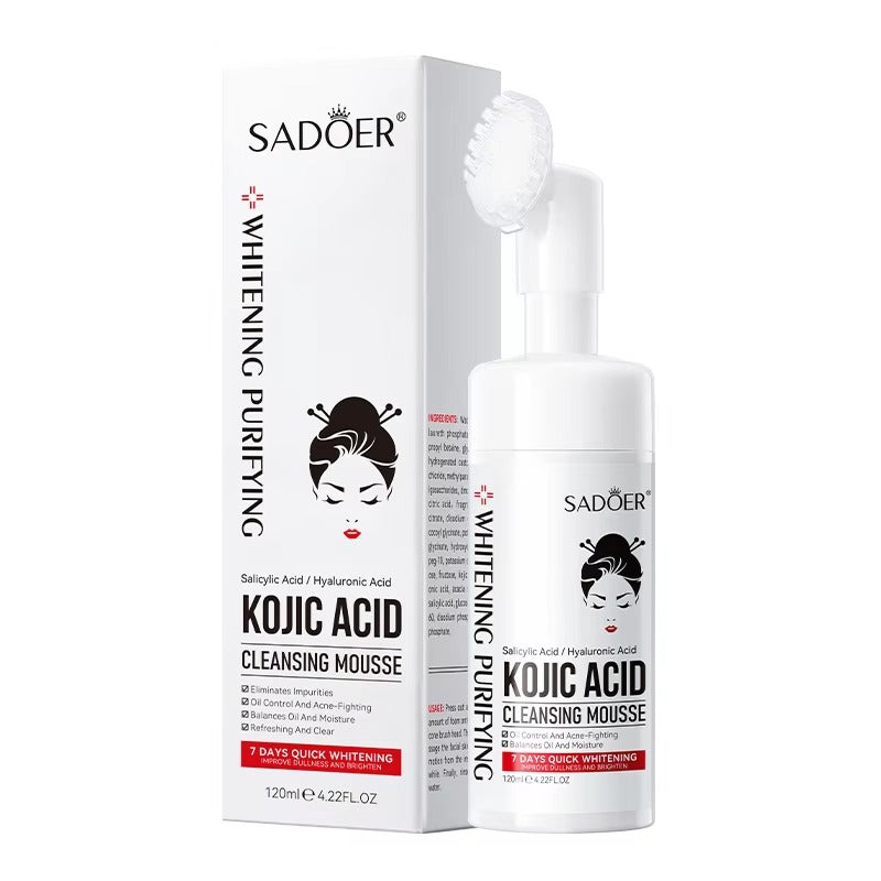 SADOER Kojic Acid Cleansing Mousse Brightening Moisturizing Gentle Deep Cleansing Facial Cleanser