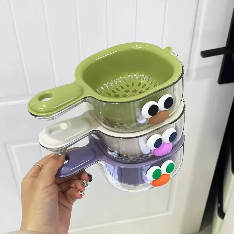 Food Grade Drainage Basket Fruit Washing Artifact Dopamine Thick Wall Hanging Basket Kitchen Dishwashing Fruit Double Basket