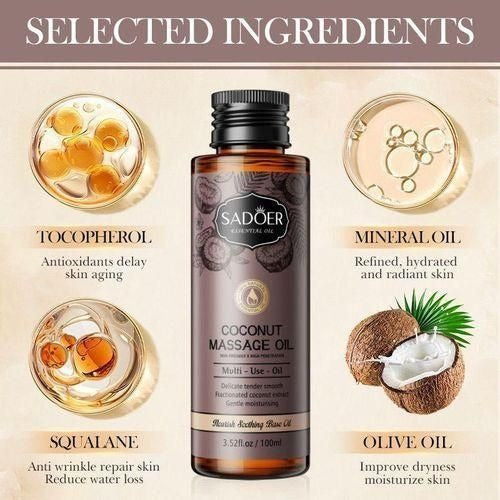 SADOER Coconut Essential Oil – Aromatherapy & Massage Oil