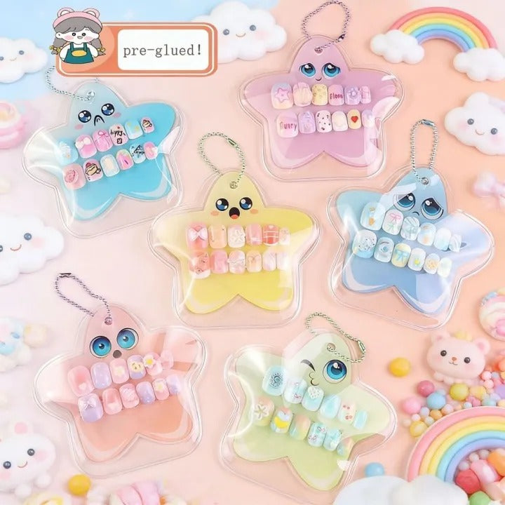 Kida Nails 12pcs Cartoon Pre-Glued Nail Tips for Kids
