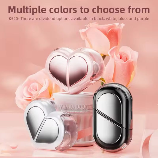 K520 Pink Heart TWS Wireless Earbuds – Cute Kawaii Bluetooth Earphones for Girls
