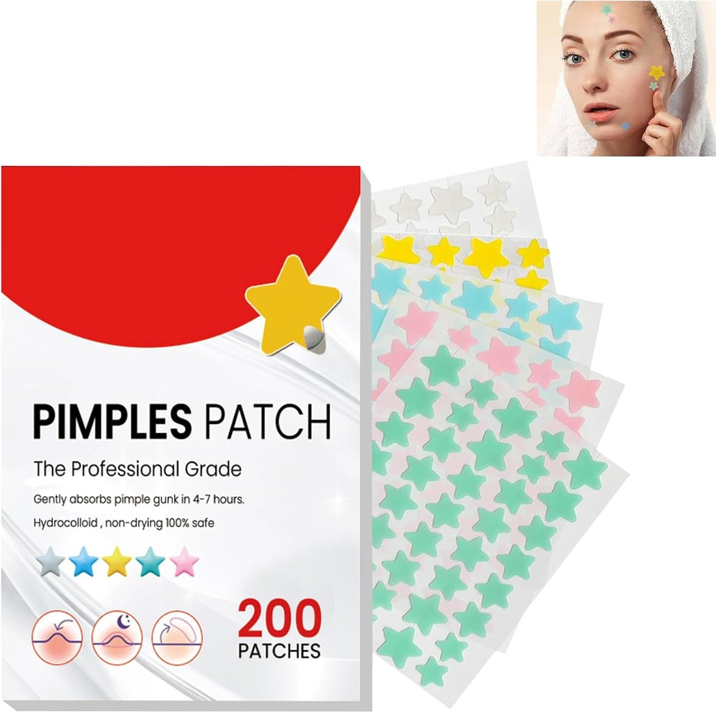 Pimple Patch Face Cover for Acne Patches with Tea Tree Oil (200 Patches)