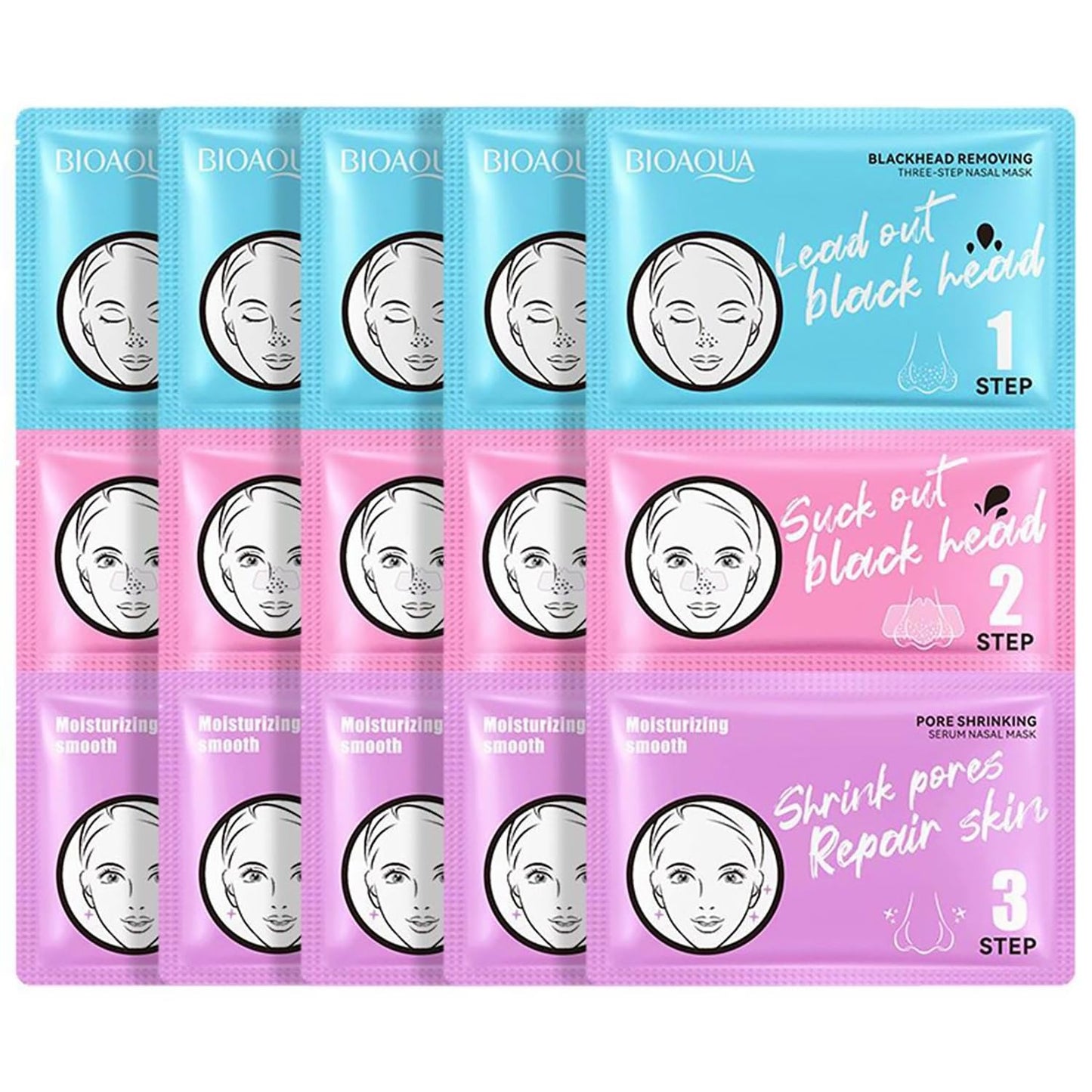 BIOAQUA Blackhead 3-Step Nasal Mask Pore Shrinking Nose Patches (7g+7g+7g)