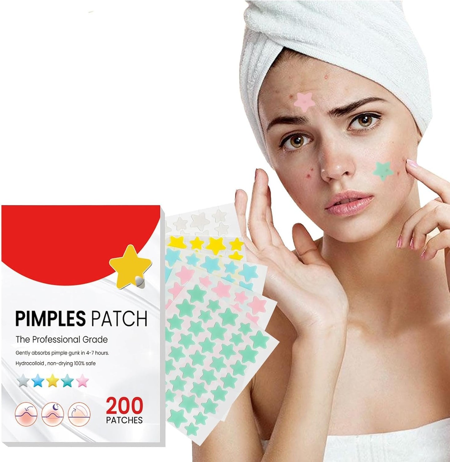 Pimple Patch Face Cover for Acne Patches with Tea Tree Oil (200 Patches)