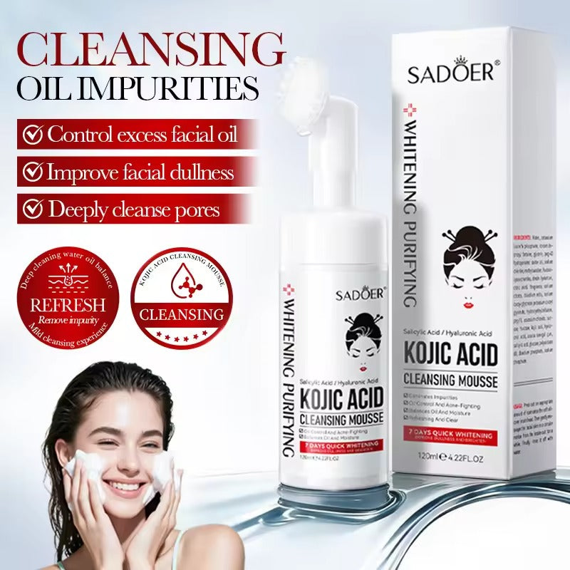 SADOER Kojic Acid Cleansing Mousse Brightening Moisturizing Gentle Deep Cleansing Facial Cleanser