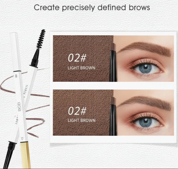 Eyebrow pencil with three color options displayed on a white background