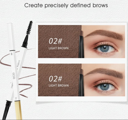 Eyebrow pencil with three color options displayed on a white background