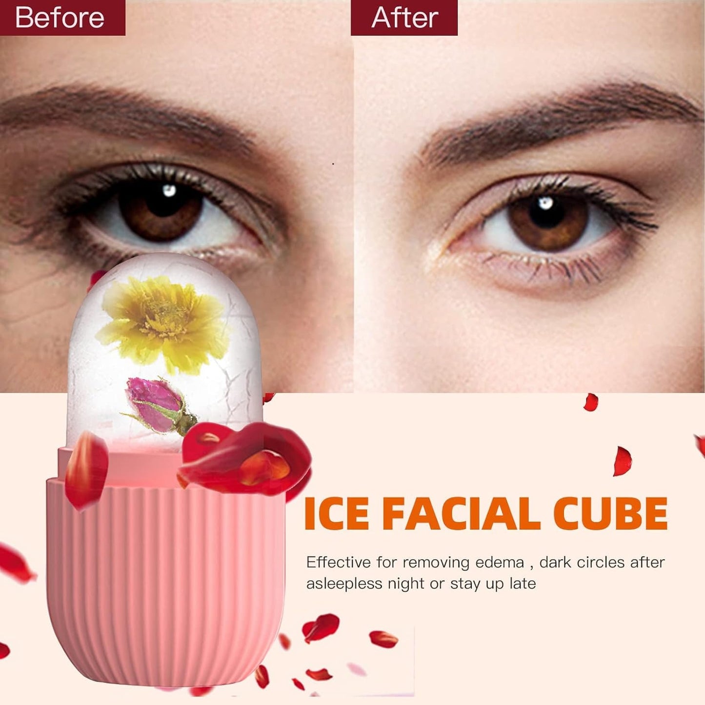 Silicone Ice Cube Roller Massager – Face, Eyes & Neck De-Puffing Skin Care Tool