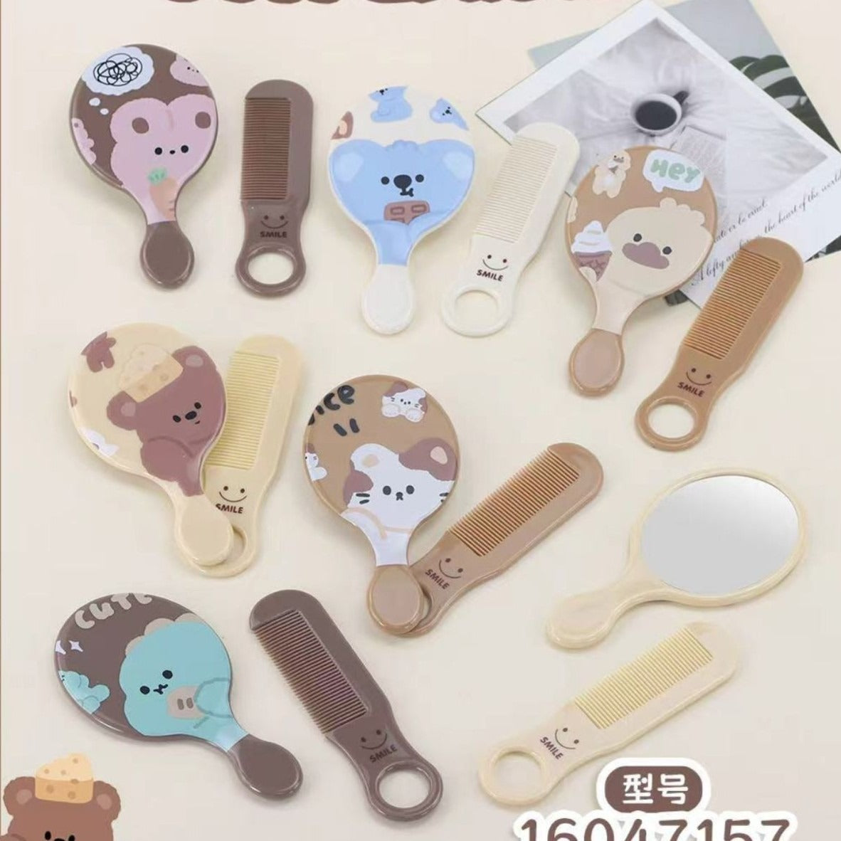 Girls Cute Kawaii Animal Comb with Mirror