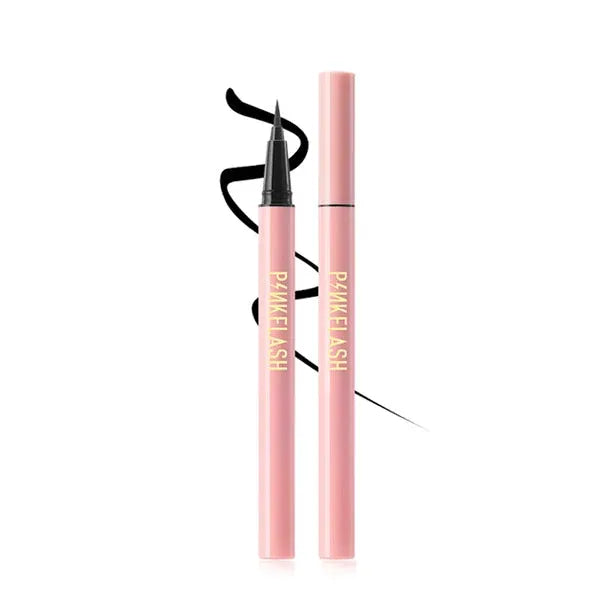 Pink eyelash extension product with applicator on a white background