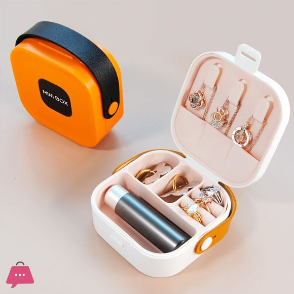 Portable Leather Travel Jewelry Organizer – Zipper Case with Mirror for Rings, Earrings & Necklaces