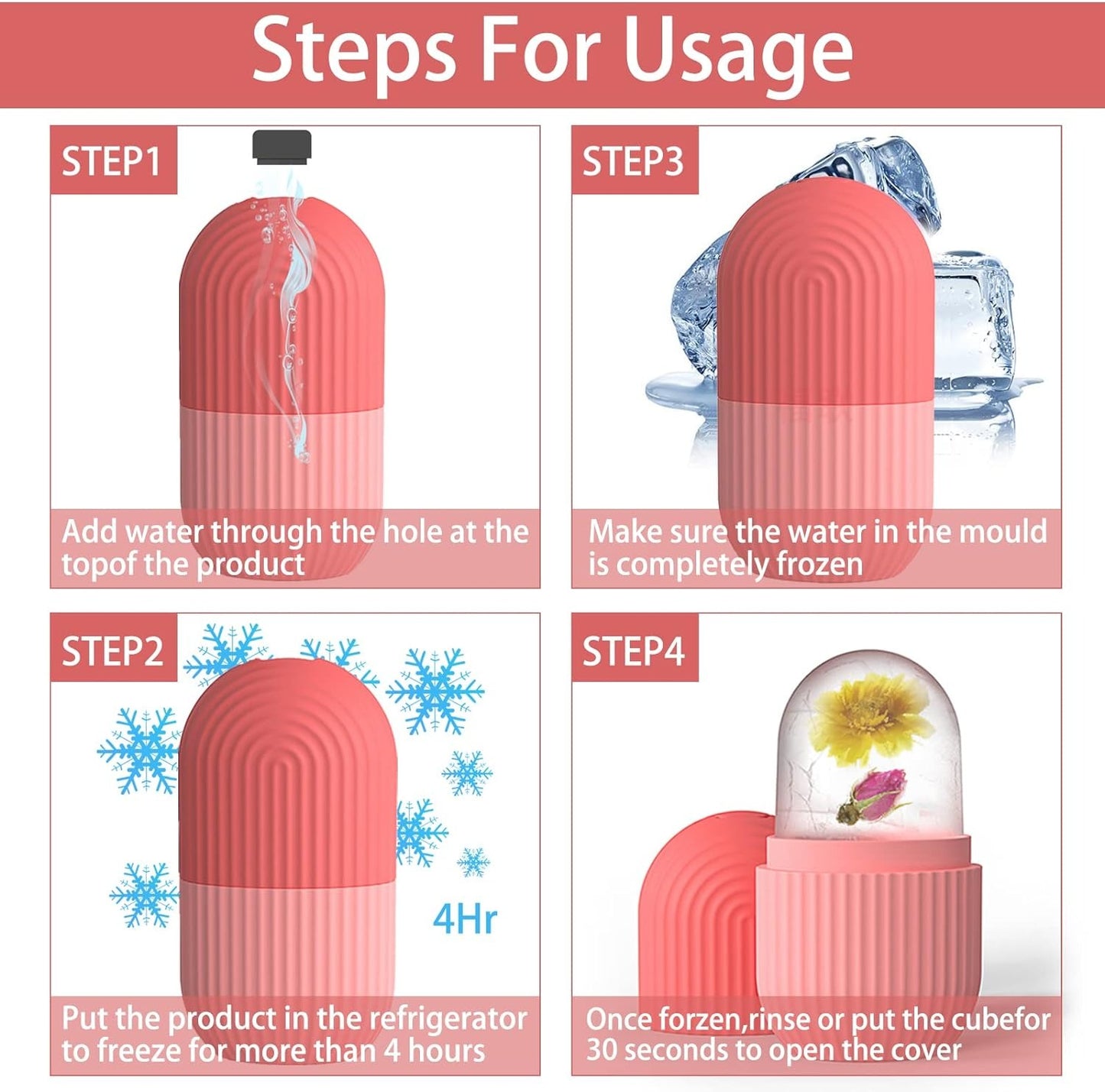 Silicone Ice Cube Roller Massager – Face, Eyes & Neck De-Puffing Skin Care Tool