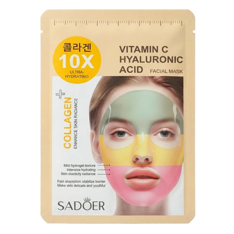 Sadoer Vitamin C Hyaluronic Acid Facial Mask Collagen Skin Radiance Fast Absorption And Youthful Skin