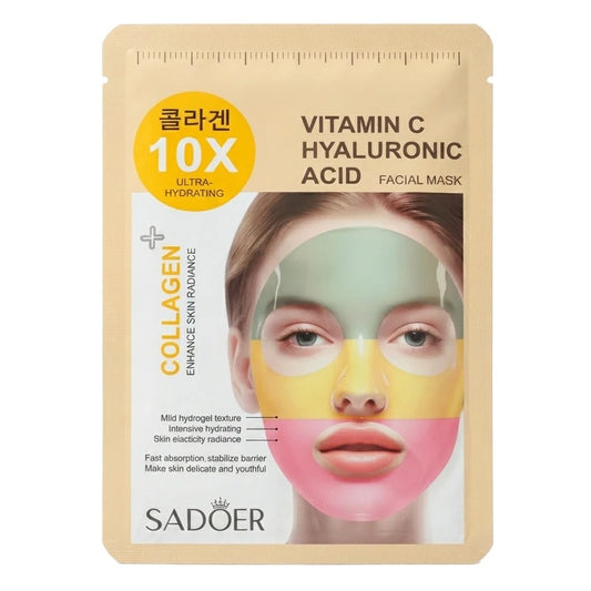 Sadoer Vitamin C Hyaluronic Acid Facial Mask Collagen Skin Radiance Fast Absorption And Youthful Skin