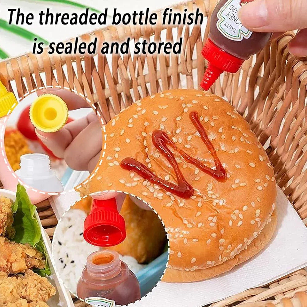 2-Pc Mini Squeeze Bottles Set – Refillable Sauce Bottles for Lunch Box, Ketchup & Dressings