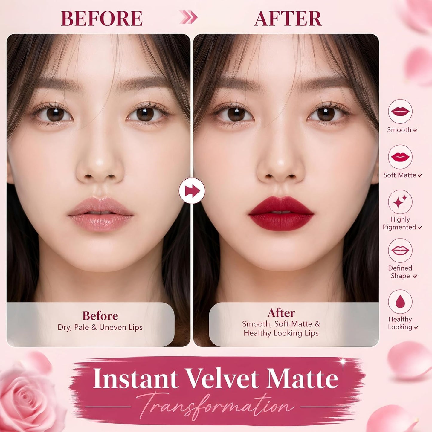 Crazy Girl 6 Shade Velvet Matte Lip Palette | Heart Shape Korean Lipstick Palette with Silicone Spatula