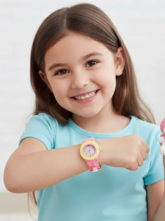 Kids Printed Dial Analogue Watch with Patterned Strap