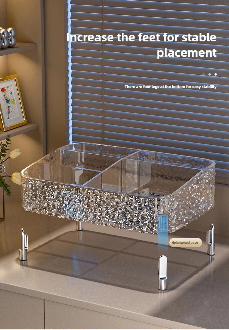 Acrylic Glacier Style Makeup Organizer – Clear Vanity Storage for Cosmetics