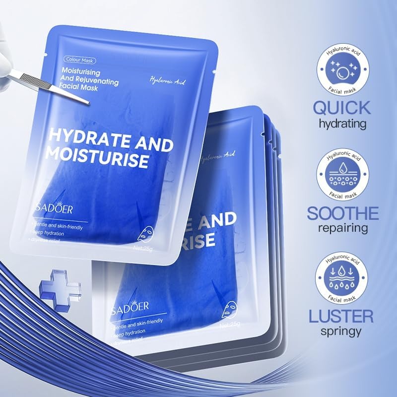 Sadoer Hyaluronic Acid Face Sheet Mask Intense Hydration and Moisturizing