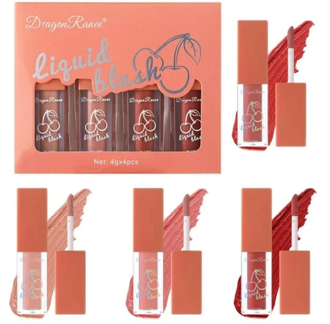 Dragon Ranee 4pcs Fruit Juice Natural Shiny Liquid Blush Set