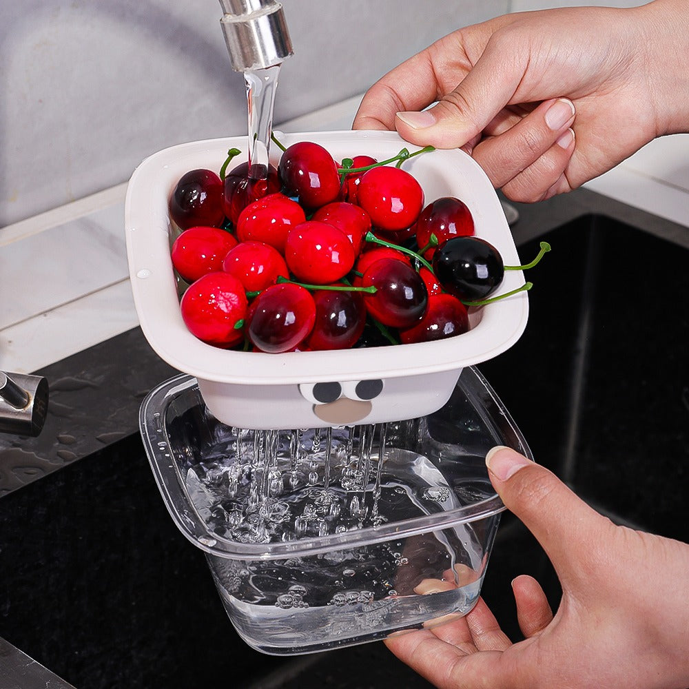 Double-Layer Draining Basket Multifunctional Kitchen Fruit Plate Mini Water Filter Rack
