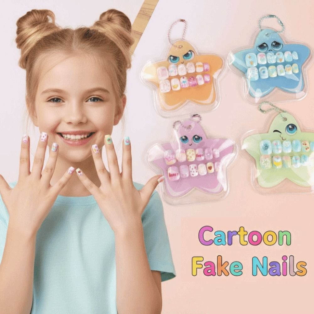 Kida Nails 12pcs Cartoon Pre-Glued Nail Tips for Kids