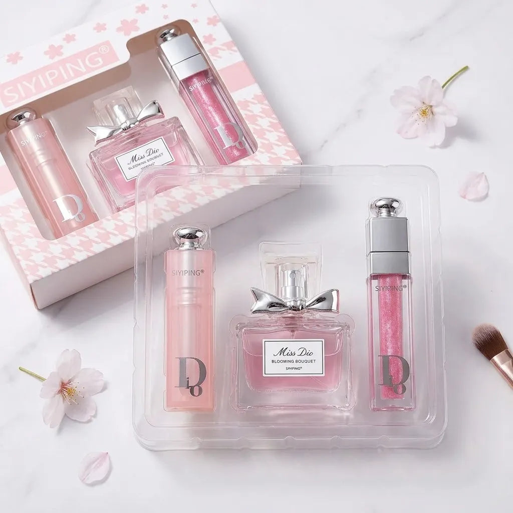 Siyiping 3-in-1 Perfume, Lip Gloss & Lip Balm Gift Set for Women