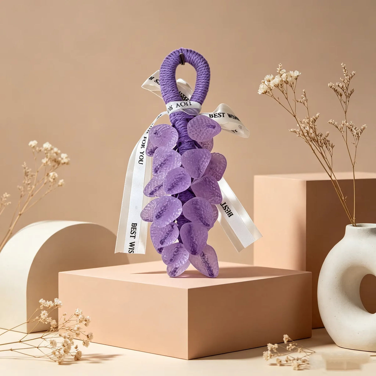 Handmade Strawberry-Shaped Hanging Soap with Ribbon
