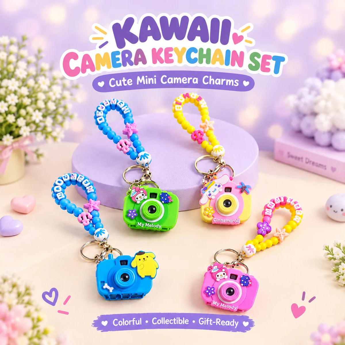 Cinnamoroll, Kuromi & My Melody Projection Camera Keychain